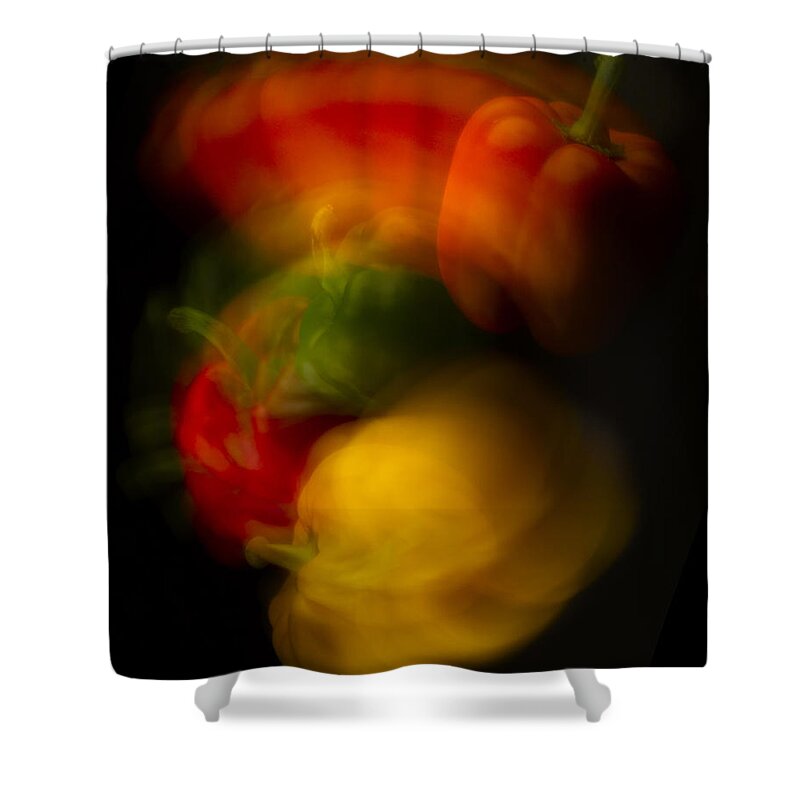 Colorful Shower Curtain featuring the photograph Twisting Peppers by Frederic A Reinecke