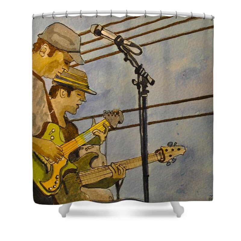 Umphrey's Mcgee Shower Curtain featuring the painting Umphreys Mcgee at the Stone Pony by Patricia Arroyo