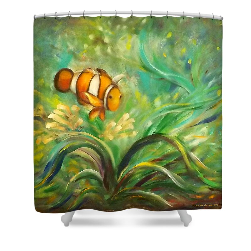 Fish Shower Curtain featuring the painting Under the Sea 11 by Gina De Gorna