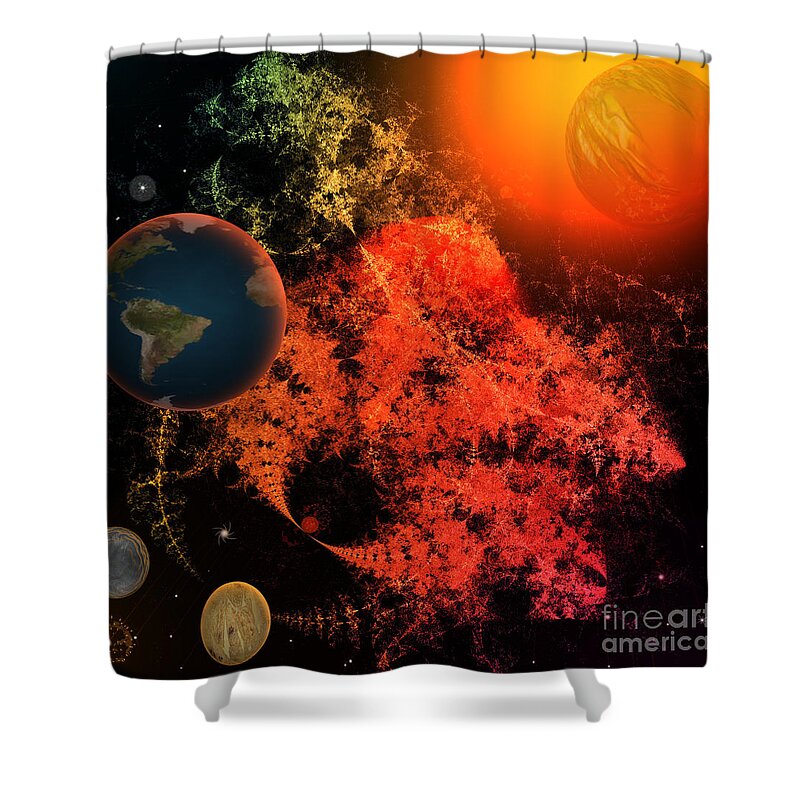Digital Shower Curtain featuring the digital art Universal Chaos by Yvonne Johnstone