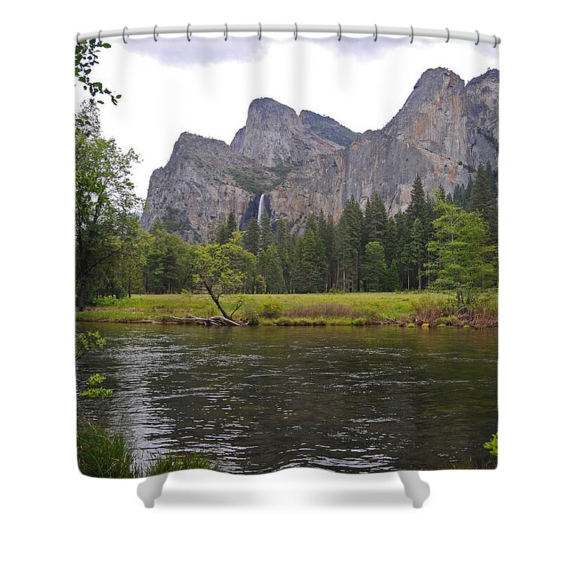 Yosemite Shower Curtain featuring the photograph Valley View of Bridalveil Falls by Lynn Bauer