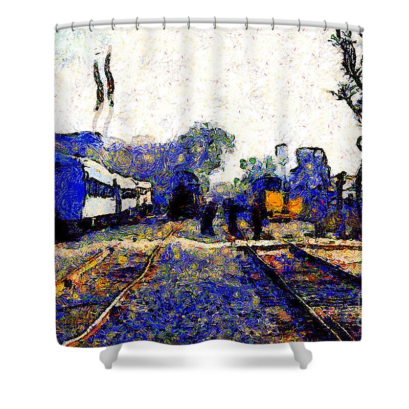 Vangogh Shower Curtain featuring the photograph Van Gogh.s Train Depot . 7D11636 by Wingsdomain Art and Photography