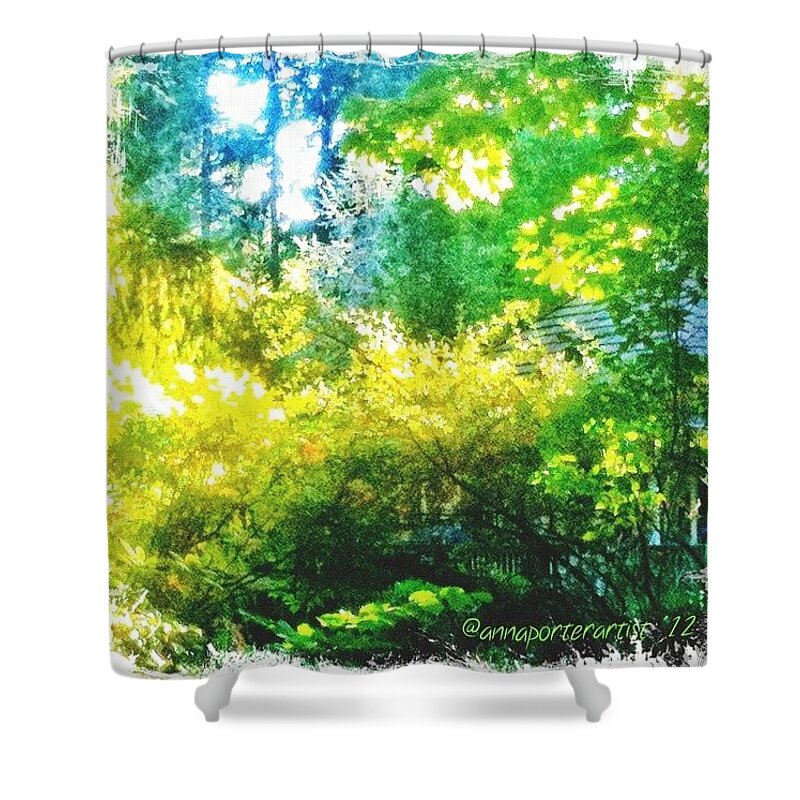 Summer Shower Curtain featuring the photograph Summer view in my garden by Anna Porter