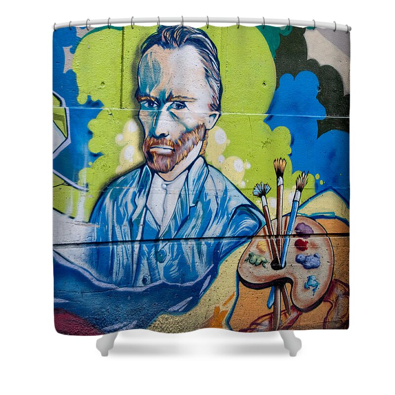 Canada Shower Curtain featuring the digital art Vincent on the Wall by Carol Ailles