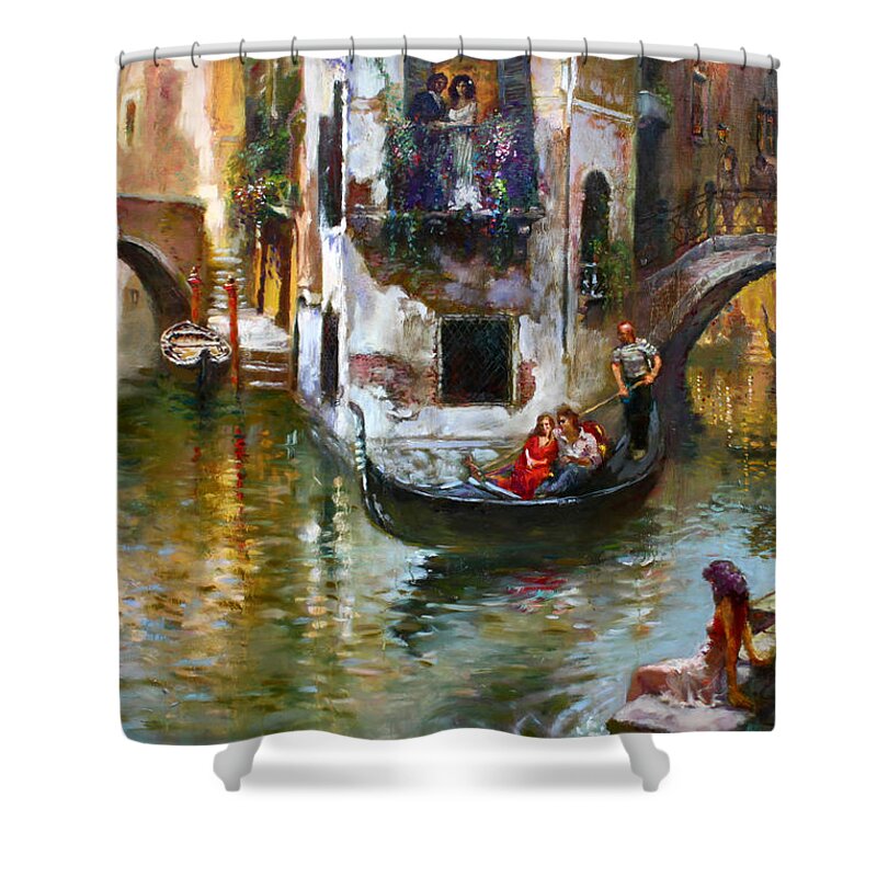 Venice Shower Curtain featuring the painting Viola in Venice by Ylli Haruni