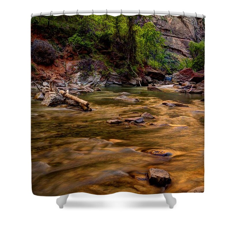 Zion Shower Curtain featuring the photograph Virgin River Zion by Jonathan Davison