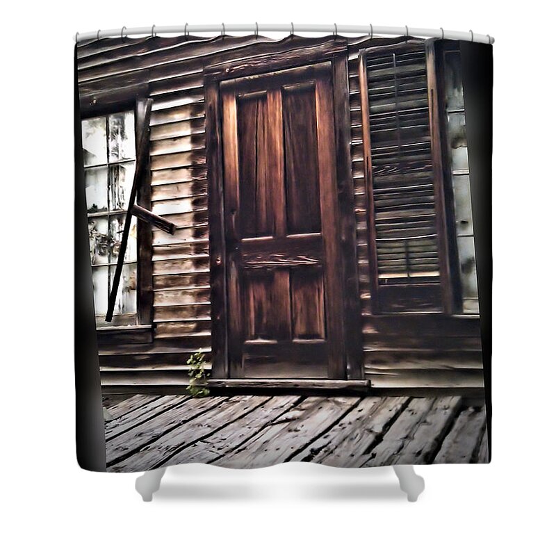 Ghost Town Shower Curtain featuring the photograph Virginia City Ghost Town Door I by Susan Kinney