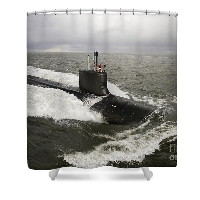 Submarine Shower Curtain featuring the photograph Virginia-class Attack Submarine by Stocktrek Images