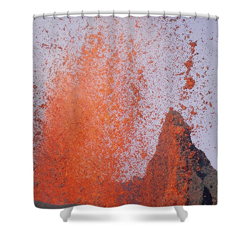 00140929 Shower Curtain featuring the photograph Volcanic Eruption, Spatter Cone by Tui De Roy