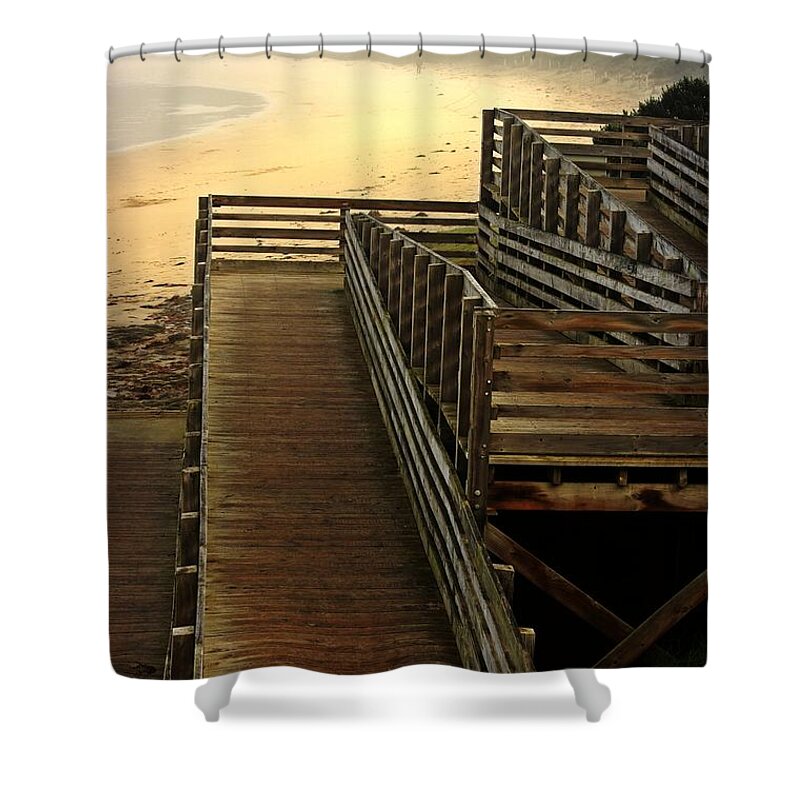 Blair Stuart Shower Curtain featuring the photograph Walkway to the beach by Blair Stuart