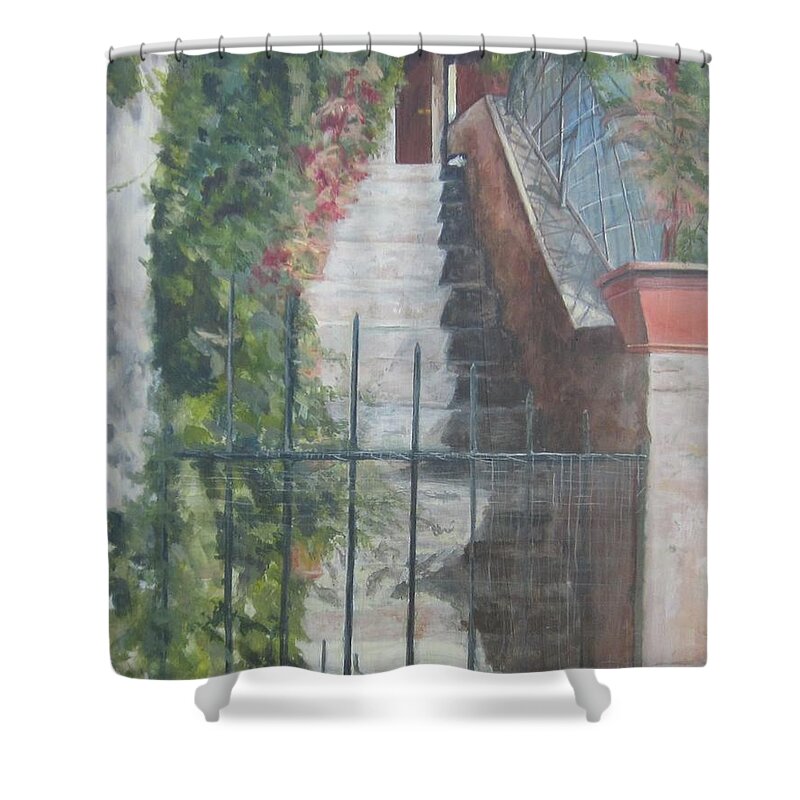 Acrylic Painting Shower Curtain featuring the painting Watch Cat by Paula Pagliughi