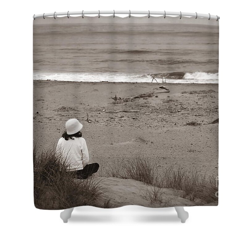 Water Shower Curtain featuring the photograph Watching The Ocean in Black and White by Henrik Lehnerer