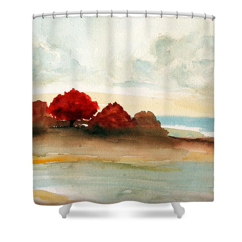 Paintings Shower Curtain featuring the painting Watercolor bay by Julie Lueders 