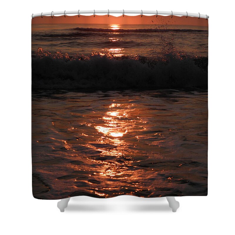 Wave Shower Curtain featuring the photograph Wave Reflections At Sunrise by Kim Galluzzo Wozniak