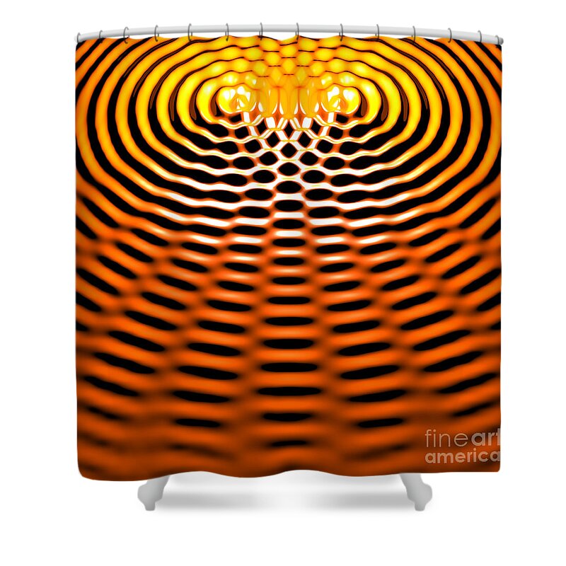 Amplitude Shower Curtain featuring the digital art Waves Superpositioning 4 by Russell Kightley