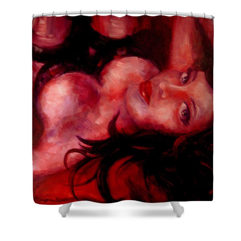 Woman Shower Curtain featuring the painting Well by Jason Reinhardt