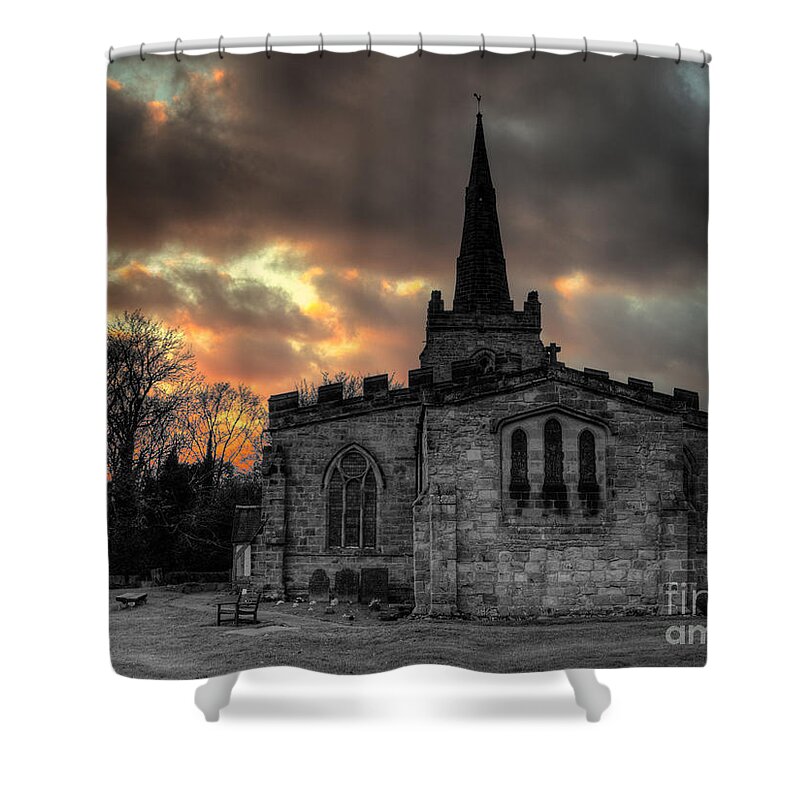Church Shower Curtain featuring the photograph Weston on trent church by Steev Stamford