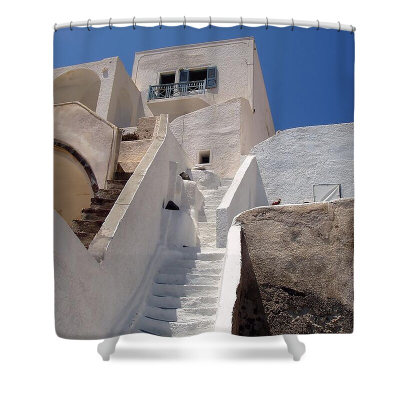 Greece Shower Curtain featuring the photograph Whitewashed by Jenny Hudson