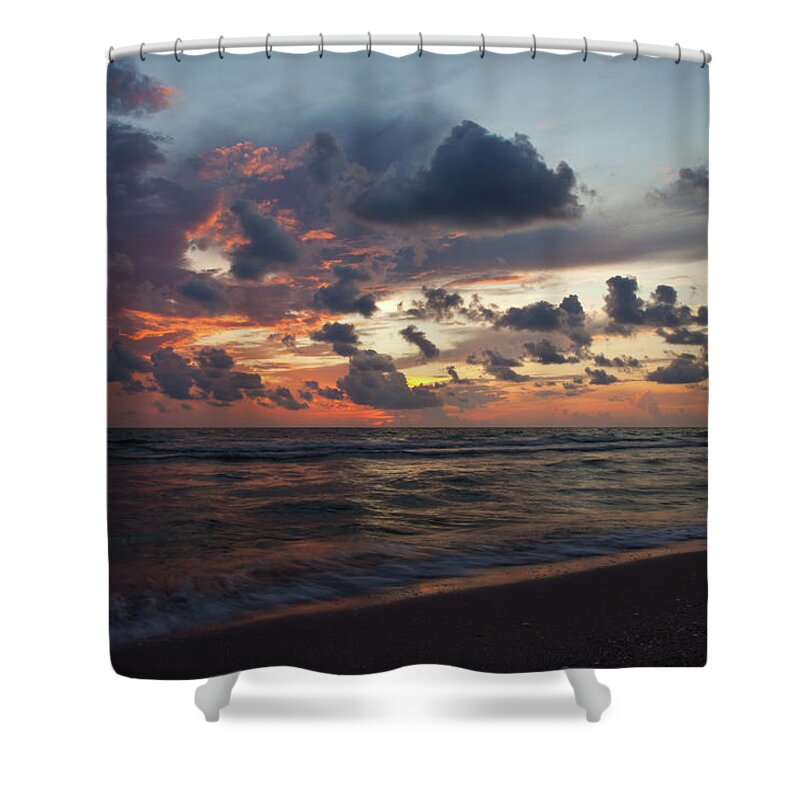 Naples Shower Curtain featuring the photograph Wiggins Beach Summer Sunset. by Nick Shirghio