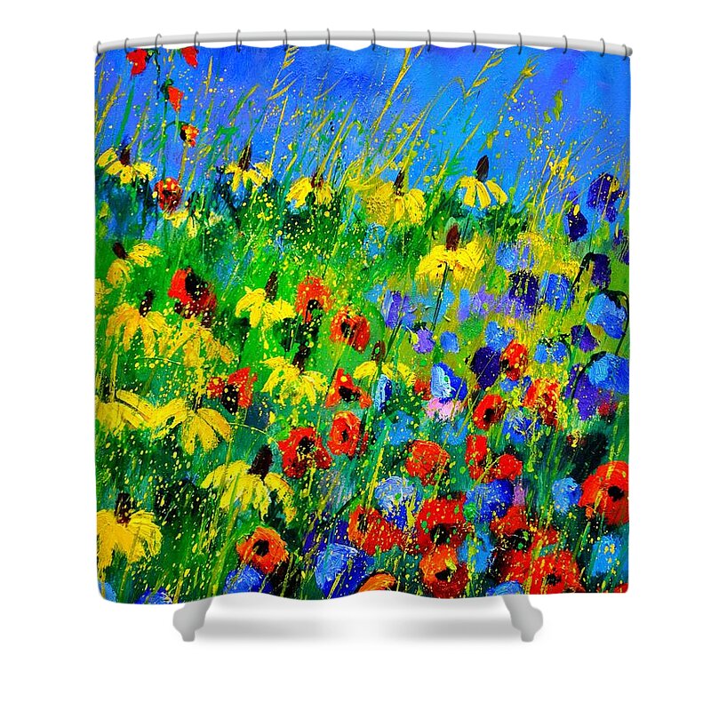 Poppies Shower Curtain featuring the painting Wild Flowers 452180 by Pol Ledent