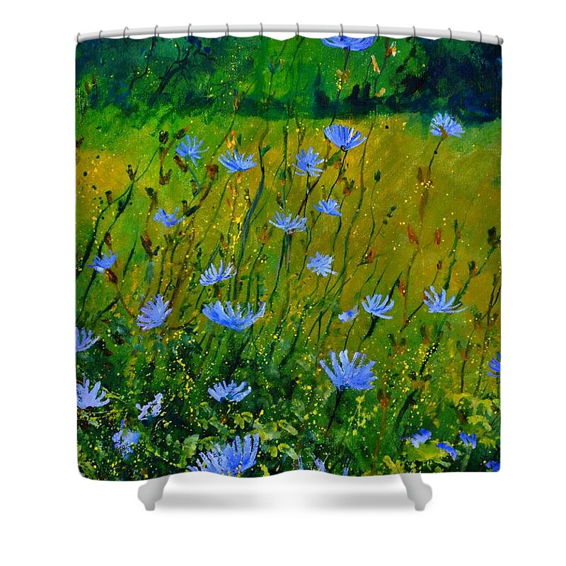 Floral Shower Curtain featuring the painting Wild Flowers 911 by Pol Ledent