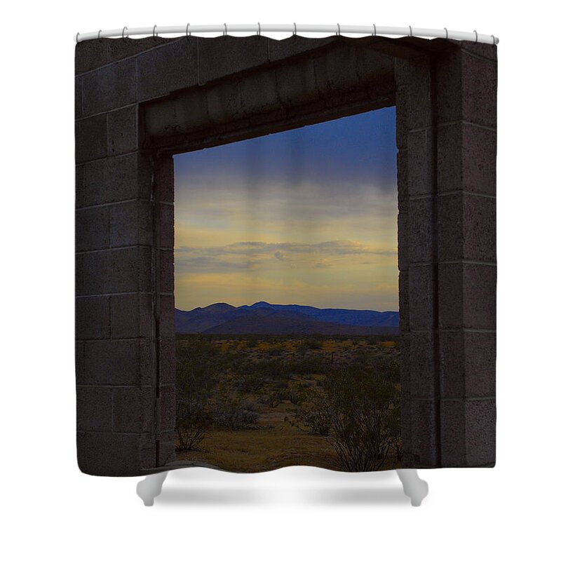 Landscape Shower Curtain featuring the photograph Window on the desert by John Bennett