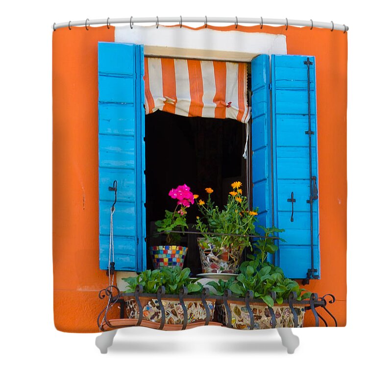 Orange Shower Curtain featuring the photograph Window Plants by Jon Berghoff