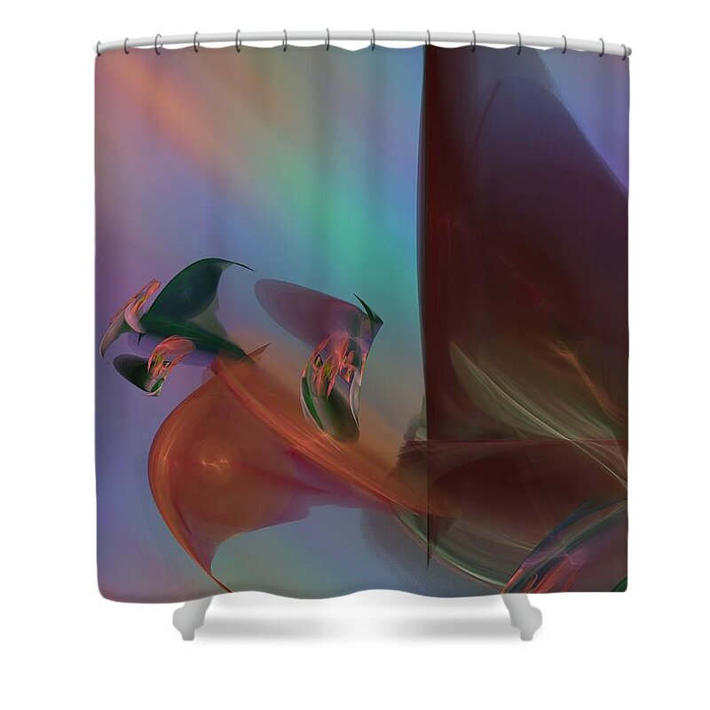 Rainbow Colors Abstract Shower Curtain featuring the digital art Winds of Change by Christy Leigh