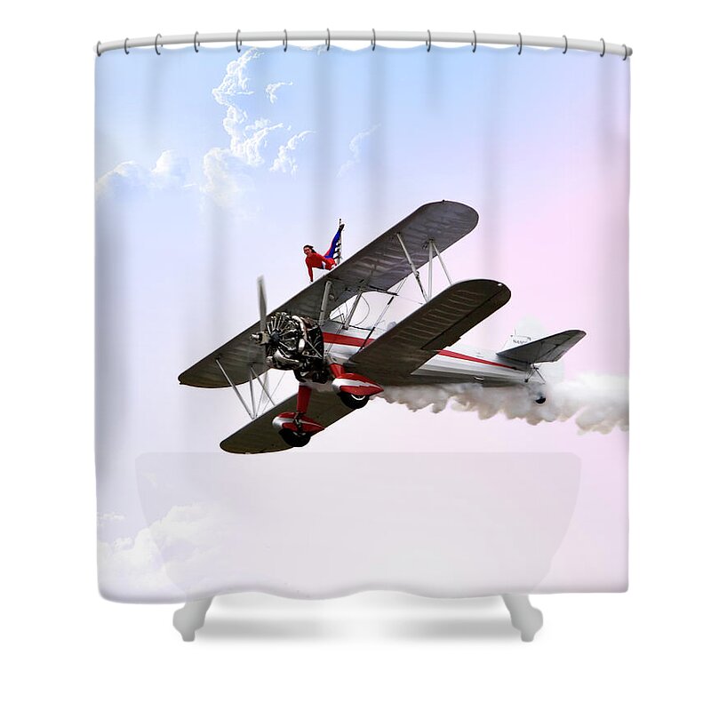 Endre Shower Curtain featuring the photograph Wing Walker by Endre Balogh