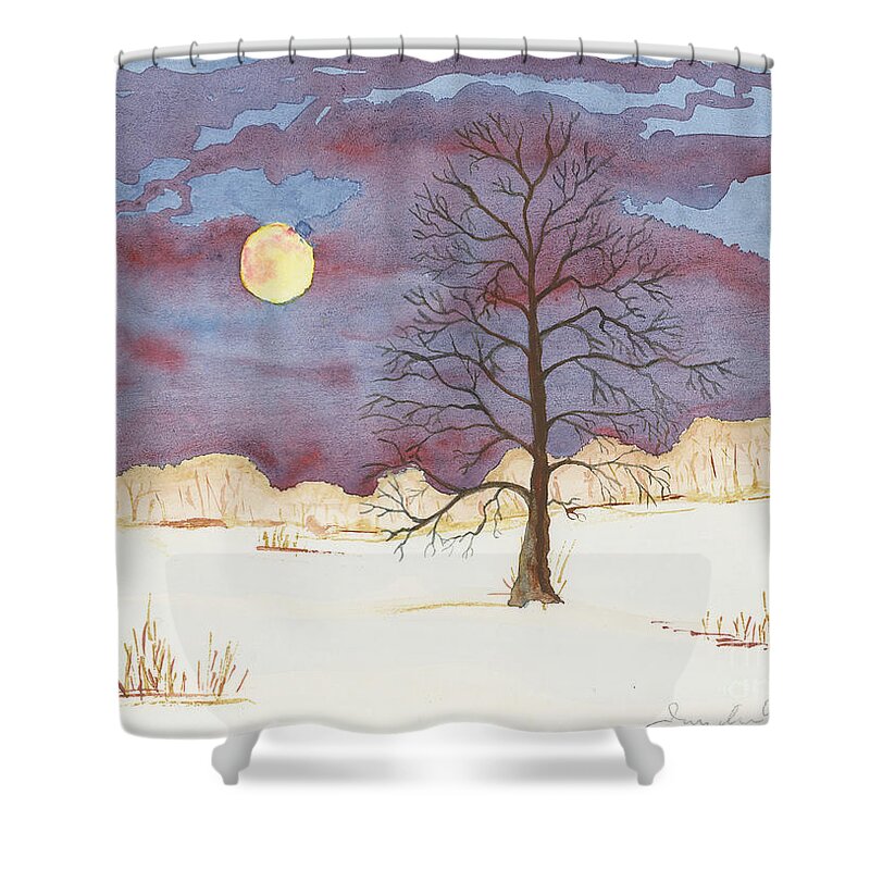 Winter Shower Curtain featuring the painting Winter Field by Jackie Irwin