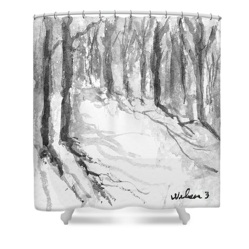 Landscape Shower Curtain featuring the painting Winter Shadows by Fred Wilson