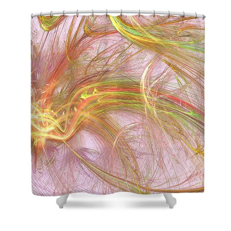 Abstract Shower Curtain featuring the digital art Wispy Willow by Kim Sy Ok