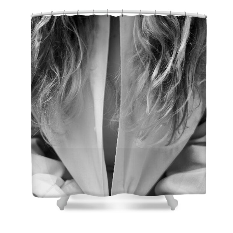 Background Shower Curtain featuring the photograph Woman by Stelios Kleanthous