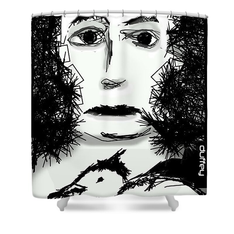 Digital Drawing Shower Curtain featuring the photograph Woman With Waterfowl by Doug Duffey