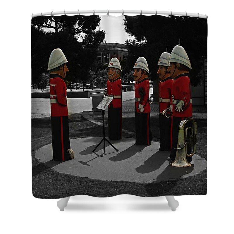 Bandsmen Shower Curtain featuring the photograph Wooden Bandsmen by Blair Stuart