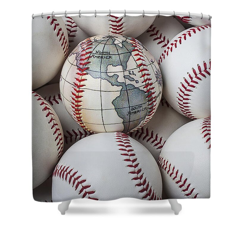 World Shower Curtain featuring the photograph World baseball by Garry Gay