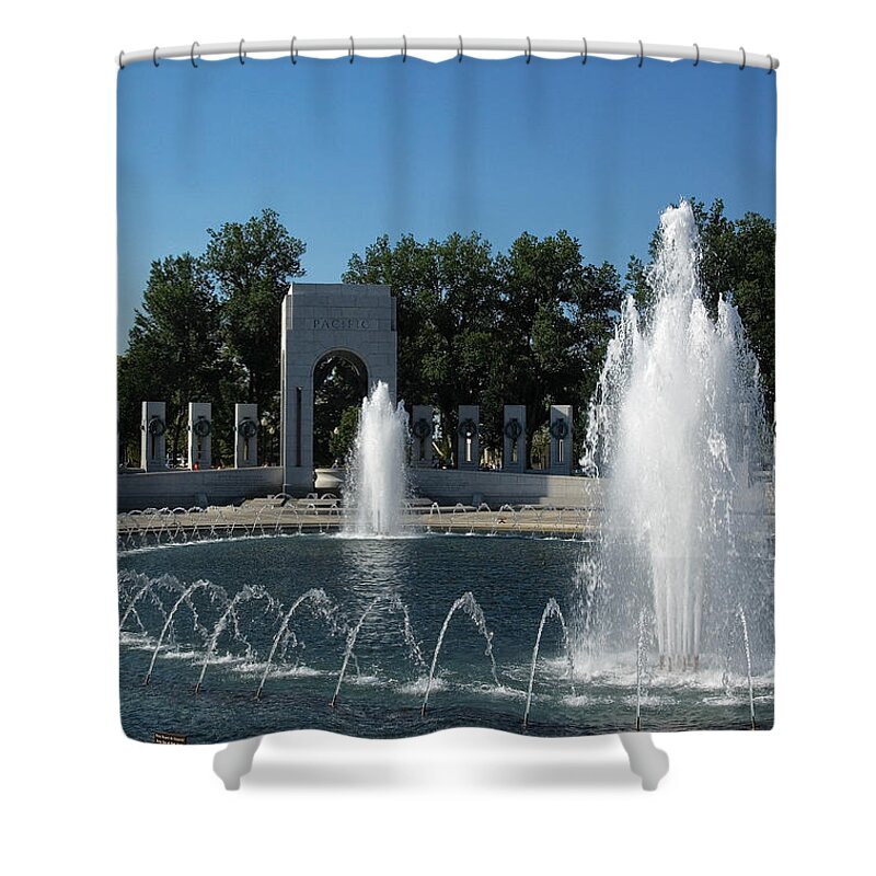 Scenic Shower Curtain featuring the photograph World War II Memorial--Pacific Pavilion DS035 by Gerry Gantt