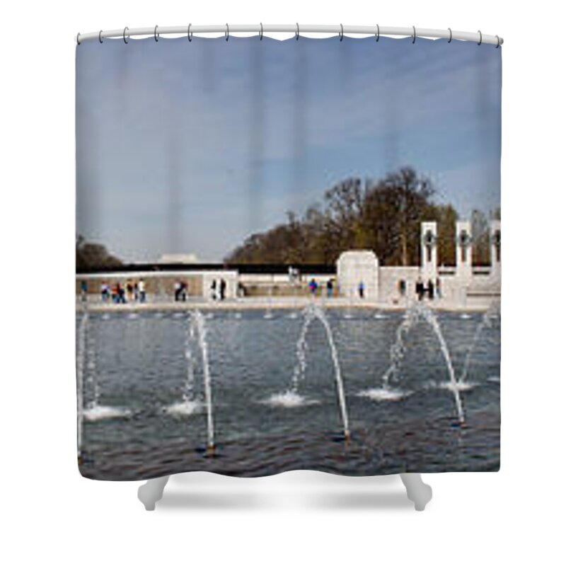 Americana Shower Curtain featuring the photograph World War II Memorial Panorama Washington DC by Thomas Marchessault