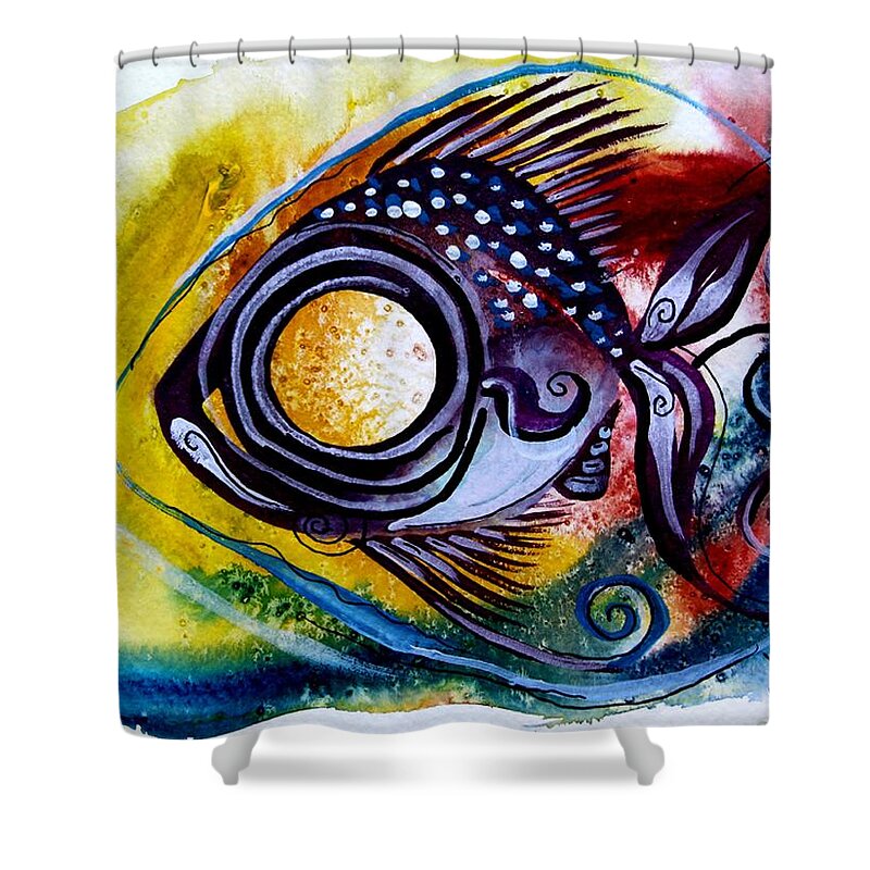 Fish Shower Curtain featuring the painting WTFish 3816 by J Vincent Scarpace
