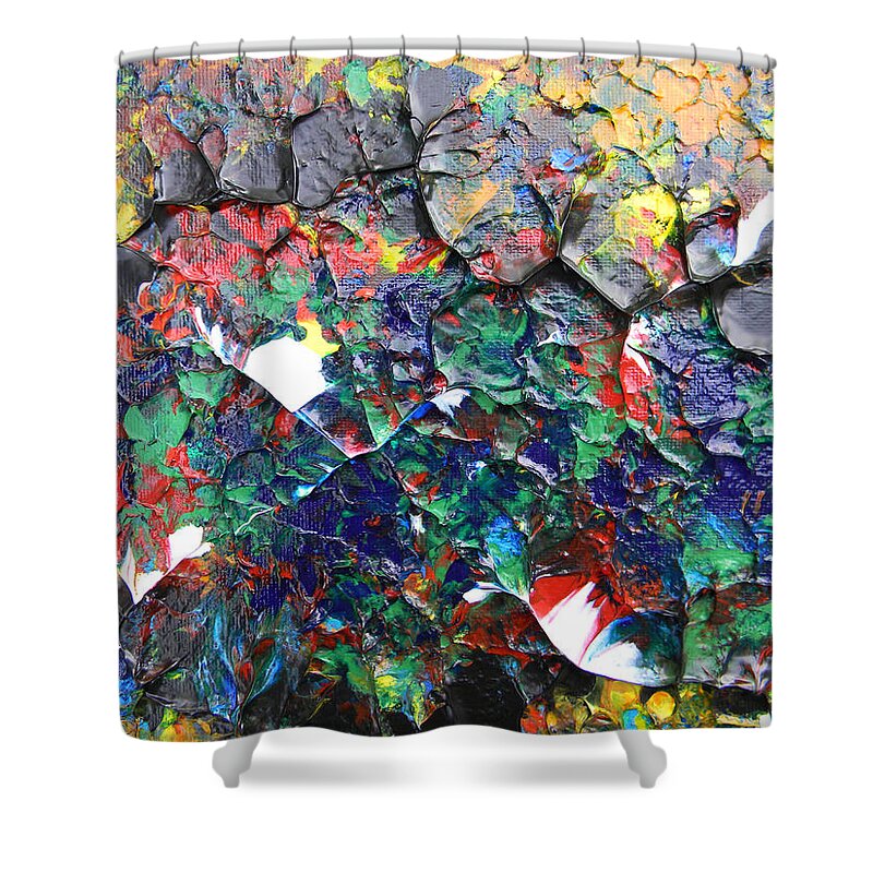 Abstract Art Shower Curtain featuring the painting X O 1 by Marwan George Khoury