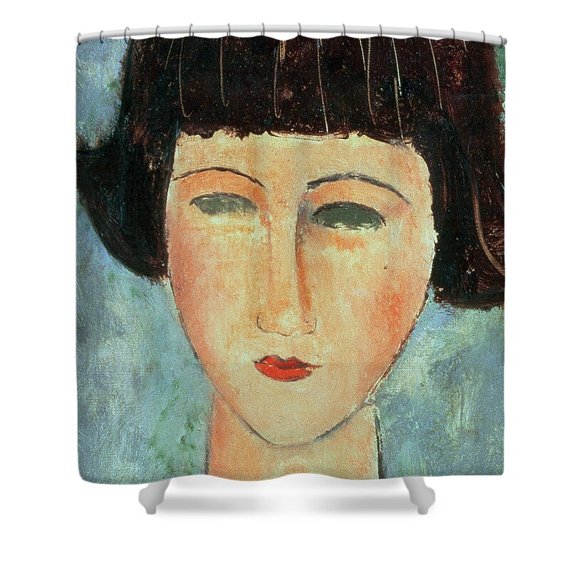 Portrait; Female; Girl; Face; Close-up Shower Curtain featuring the painting Young Brunette by Modigliani