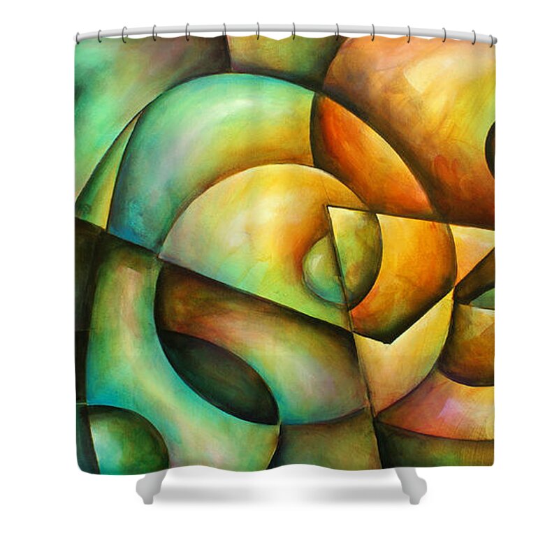 Abstract Shower Curtain featuring the painting ' Contradictions ' by Michael Lang