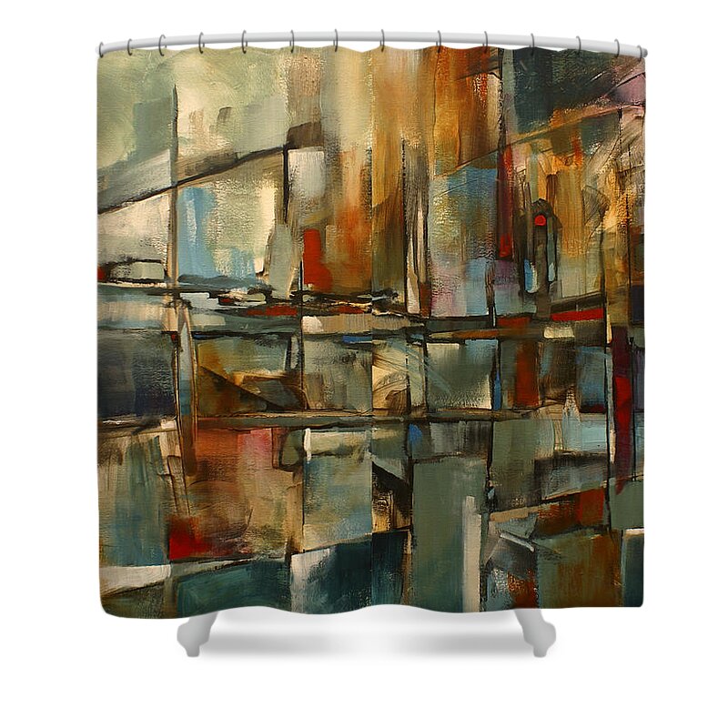 Abstract Shower Curtain featuring the painting ' Limits ' by Michael Lang