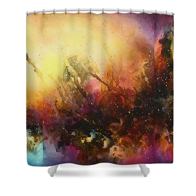 Abstract Shower Curtain featuring the painting ' Visions ' by Michael Lang