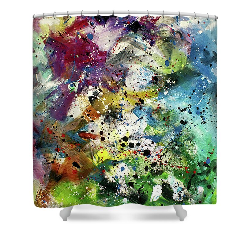 Abstract Shower Curtain featuring the painting ' All at Once ' by Michael Lang