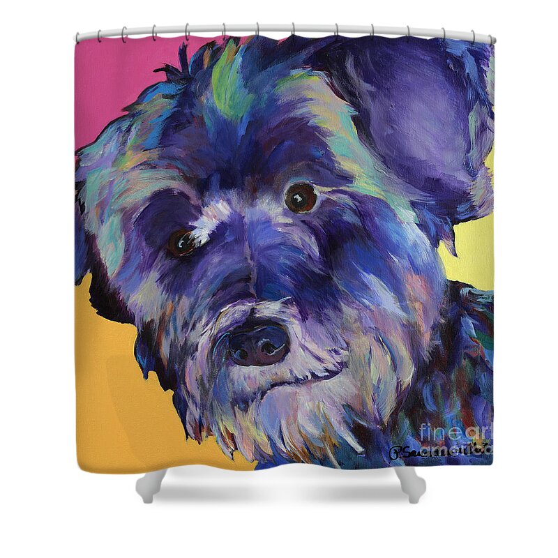 Schnauzer Acrylic Painting Shower Curtain featuring the painting Beau by Pat Saunders-White