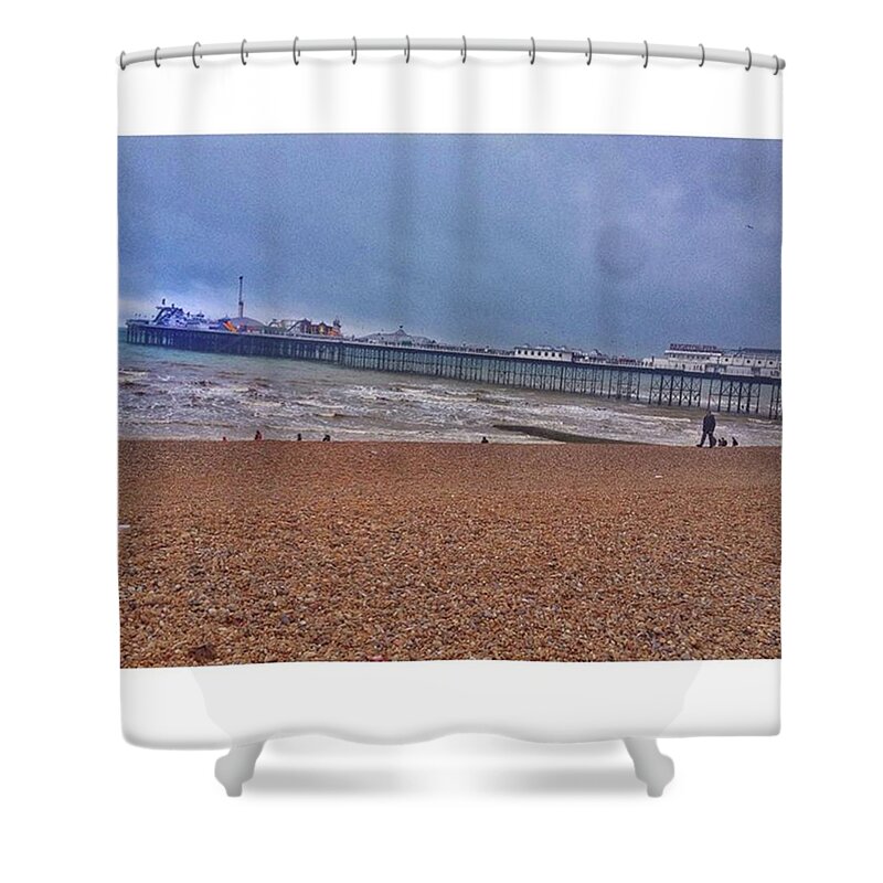 Wanderlust Shower Curtain featuring the photograph • Brighton Pier by Tai Lacroix