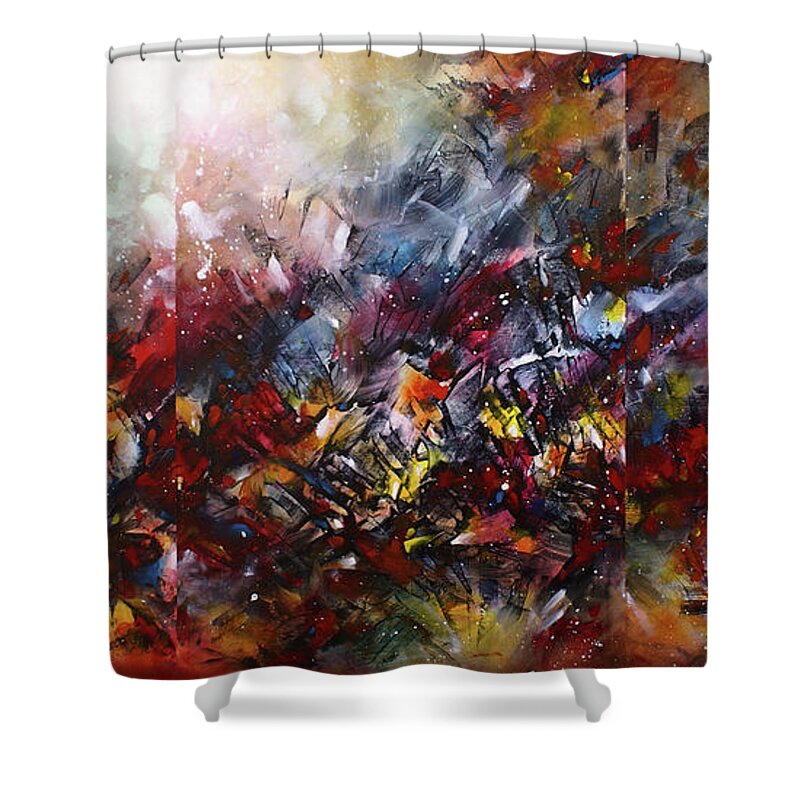 Abstract Shower Curtain featuring the painting ' Catastrophe ' by Michael Lang