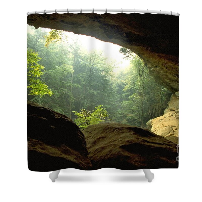Forest Shower Curtain featuring the photograph Cave Entrance in Ohio by Sven Brogren