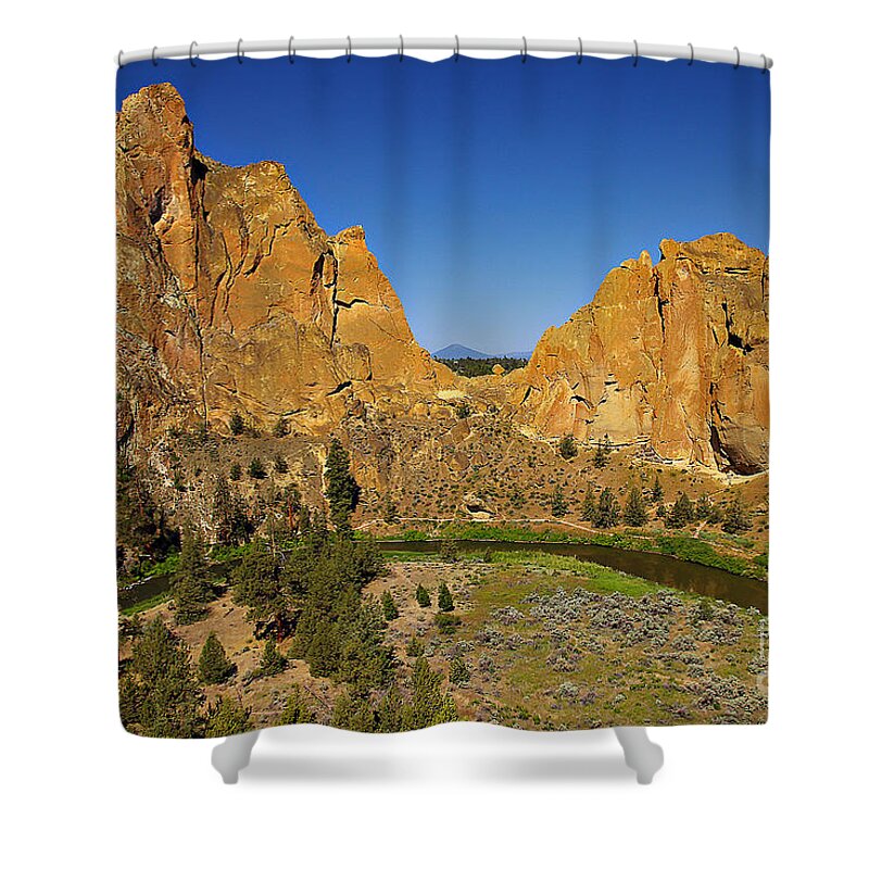 Oregon Shower Curtain featuring the photograph Crooked River at Smith Rock State Park Oregon by Rich Walter